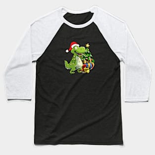 Christmas Dinosaur T-Rex Baseball T-Shirt